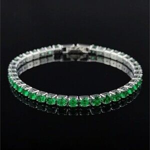 Silver & Green Swarovski Elements Tennis Bracelet 5mm